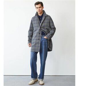 Todd Snyder Italian Wool Carcoat in Grey Windowpane